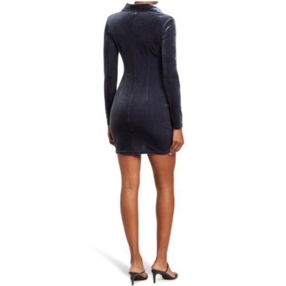 Sophie Rue Collared Ruched Button Down Velvet Mini Dress - Picture 2 of 6